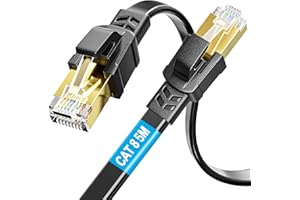 SOIBKE Kabel Ethernet 5 m Cat 8, High Speed Gigabit 40 Gb/s 2000 MHz płaski kabel internetowy RJ45 SSTP ekranowany kabel sieciowy LAN kompatybilny z Cat5/Cat6/Cat7 do routera, modemu, przełącznika, PS5/PS4, Xbox, PC (5 m)