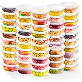 Healthy Packers 8oz Plastic Food Containers with lids (Set of 50) | Small Plastic Pots, Great for Meal Prep, Food and Freezer