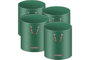 Gowkeey 4x Sacs de Jardin Indéchirables, 272L Sac Jardinage Déchets, Autoportant, Big Bag avec Poignées, Étanche, Pliable et Réutilisable, Sac Végétaux Jardin 150 g/m² (4)