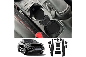 Coleya Tappetini Antiscivolo Compatibile con Ford Puma 2020-2024, Tappetini in Gomma per Console Centrale, Portabicchieri, Cuciture Porta, Braccioli, Ford Puma Accessori Tappetino per Auto (Nero)