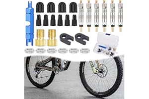 TIUSIXSY 27 Piezas Obus Valvula Presta, Kit de para Reparación de Válvulas de Bicicleta, Núcleos de Válvula Presta, Llave Extractora, Tapones y Adaptadores para MTB y Bicicletas