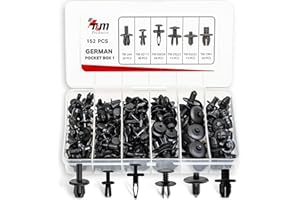 T&M TECHNICS® Kit Complet de Clips de Fixation en Plastique pour Auto – Lot de 152 Rivets, Agrafes et Fixations pour voiture allemande – Carrosserie & Garnitures de Voitures - German Pocket Box 1