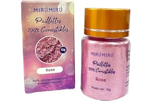 MIRUMIRU Paillettes Comestibles 12g - 100% Alimentaire Poudre pour Boisson, Gâteaux, Cocktail, Macaron, Chocolat, Champagne - Rose