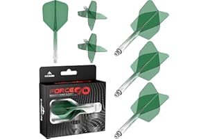 Mission Darts Force 90 | Sistema integrado de vuelo y eje de dardos moldeado de precisión, paquete de 3 plumas y tallos combinados profesionales altamente duraderos 2 en 1 | Estándar n.º 6