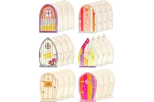 Cinvo Porta fatata in legno, 24 pezzi, per porta in legno, porta elfi, mini casa delle fate, non verniciate, per fai da te, giardino fatato, decorazione per la casa, vacanze di Natale (stili B)