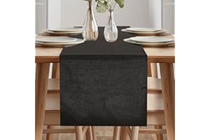ARVOV Tischläufer, Wasserdicht Tischläufer, Tischläufer Modern, Läufer Tisch, Tischläufer Frühling Modern, Grün Tischläufer für Draussen Balkon Drinnen Party Dekoration (Schwarz, 40 x 180 cm)