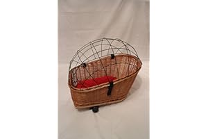 Marcus´ Weidenhandel Dog Bicycle Basket for Pannier Rack Made of Willow with Metal Mesh and Cushion Natural XL or XXL Pannier Rack Basket (XL with Cushion)