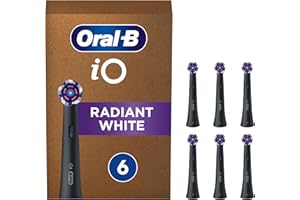 Oral-B iO Radiant White Recambios para Cepillo de Dientes Eléctrico, Paquete de 6 Cabezales, Negro - Originales (Tamaño Buzón)