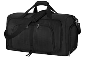 NEWHEY składana torba podróżna, pojemność 40 l, 65 l, 80 l, 100 l, duża torba do przechowywania, torba podróżna z przegródką na buty sportowe, torby sportowe na siłownię dla mężczyzn i kobiet (czarna, 100 l)