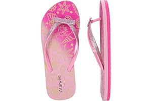 Ataiwee Girl's Flip Flops, Little/Big Kid's Beach Thong Colorful Printed Sandals for Children.