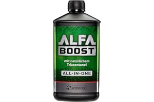 Growsartig ALFA Boost All-IN-ONE Pflanzen-Booster mit Triacontanol 1 Liter. Für Blüte, Wachstum und Bewurzelung. Steigert den Ertrag. Biozertifiziert.