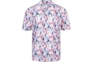 WIRLTTE Mens Polo Shirts for Men Adult Short Sleeve Printed Work Casual Golf T-Shirt Breathable Quick Dry Button Down Top Moisture Wicking Tennis Sports Polo Shirt