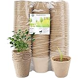Housolution Anzuchttopf, 100 Stück 3 Zoll Pflanztöpfe Biologisch Abbaubare und Umweltfreundliche Rundtöpfe Blumentopf Starter