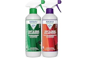 Nikwax TENT & GEAR SOLARWASH 500ml + TENT & GEAR SOLARPROOF 500ml, Tent Waterproofing Spray and UV Blocker for Synthetic Weatherproof Textiles, Tent Cleaner and Waterproof Spray For Camping