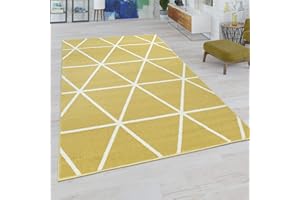 ‎PACO HOME Dywan Do Salonu, Modne Pastelowe Kolory, Skandynawski Styl, Wzór W Romby, Rozmiar:120x170 cm, Kolor: ¯ó³ty