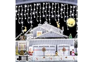 JXLEDAYY 640 LED 66FT/20M Icicle Christmas Lights Outdoor Decorations Cool White Curtain Fairy Lights Plug in 120 Drops Waterproof 8 Modes Xmas Decor