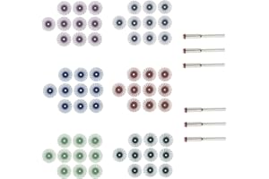 ENET Set de 60pcs Disque Brosses Radiales Poils de Roue à Disques 6 Grilles Kit Abrasive Outil Rotatif pour Polissage de Bijoux