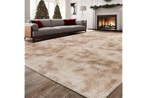 ISMOL Alfombra Suave y mullida para salón, Dormitorio, Oficina, Alfombra Decorativa para Exteriores, Pasillo, Alfombra Moderna y Peluda (Caqui, 150 x 200 cm)