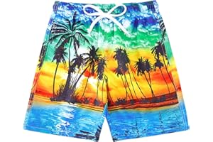 Freshhoodies Slips de Bain Garçon Maillot de Bain Imprimé 3D Short de Plage Short de Surf avec Poches, 5-14 Ans