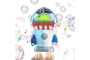 MAKE KIDS SMILE BUBBLE FUN Bubble Machine,Automatic Rocket Bubble Blower with Lights & Music for Kids Toddlers,Bubble Maker Machine for Indoor Outdoor Wedding Party Birthday Gifts
