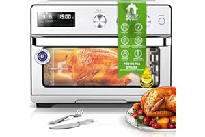 TURBOTRONIC BY Z-LINE TurboTronic Horno de Aire Caliente XXL 32L con Spiedo Giratorio, 5 en 1: Horno, Deshidratador, Freidora sin Aceite, desde 25°C, Potencia 1700W
