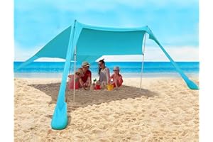 FBSPORT Tenda da spiaggia portatile tenda parasole spiaggia con protezione dai raggi ancoraggi per la sabbia e barre in alluminio per spiaggia cortile campeggio pesca e picnic