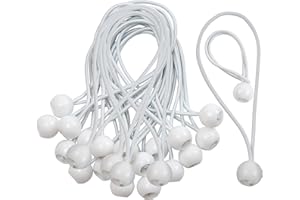 CoverUp! 50 elastici per telone - gomma di tensionamento sicura per un fissaggio ottimale - pratiche imbracature ad espansione per ogni utilizzo - elastici con sfera - bungee ball (bianco)
