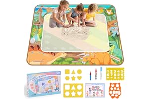 Damcyer Wasser Doodle Matte,80 x 100 CM Magic Doodle Matte, Aqua Magic Doodle Malmatte,Wiederverwendbare Drawing Painting Matte, für Kleinkinder, Jungen, Mädchen, Lernspielzeug Geschenk,Dinosaurier
