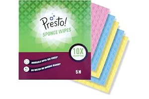 Amazon Brand - Presto! Premium Multi-Purpose Sponge Wipes | Assorted | 5 Count |(5 x Pack of 1)