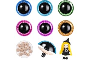 MUCUNNIA 240 Pezzi Occhi di Sicurezza 16mm Occhi di Sicurezza per Amigurumi Grandi Occhi Glitter all'Uncinetto con Rondelle Occhi di Sicurezza Colorati per Peluche Ripiene e Giocattolo all'Uncinetto