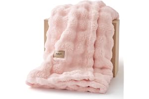 Bedsure Pläd fleece mjuk bubbla - filt, kristallrosa, 150 x 200 cm
