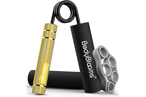 BODYBLOOMS® Hand grip allenamento avambraccio. Gripper avambracci attrezzi con frase motivazionale. Grip palestra con spugne incluse. Hand gripper allenamento mani e molla avambraccio di varie forze