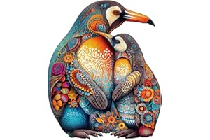 Penguin Wooden Jigsaw Puzzles for Adult 190pcs, KAAYEE Jigsaw Puzzle, Irregular Shape Animal Puzzle, Wooden Jigsaw Puzzle Animals With Wooden Gift Box (Penguin, M)