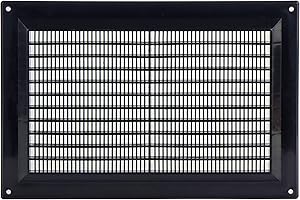 Steinberg14 Black 250x170mm Air Vent Cover with Insect Mesh - 10x7 inch Ventilation Grilles for Walls and Ceilings - Internal Covers - Air Vents for interior walls - Plastic Ventilation Grille