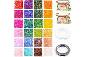 PRETTME 3mm Glass Seed Beads for Bracelet Making Kit, 4800pcs 24 Colors Small Pony Tiny Beads Set for Embroidery Necklaces Earrings Crafting, Jewellery Making Kit