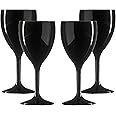 Set of Elite Premium Unbreakable Reusable Polycarbonate Plastic Large Black Wine Glasses (310ml to rim Height 18.8cm, Max Diameter 8.1cm) Realistic Alternative to Glass - MADE IN UK (4)