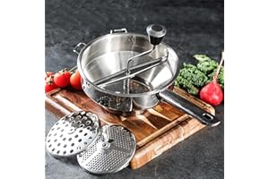 SANBOUSI 1,9-Litre Passiergerät Passiermühle aus Edelstahl Passiersieb zum passieren von Obst, Gemüse Passiergerät mit 3 Siebeinsatz Mühle Presse