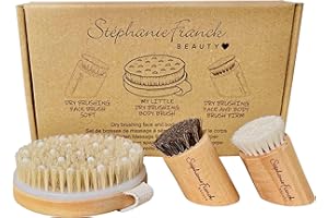 ‎STEPHANIE FRANCK BEAUTY Stephanie Franck Beauty – Body & Face Dry Brushing Set – Trockenbürste mit Naturborsten & 2 Gesichtsbürsten: weich (Ziegenhaar) & fest (Rosshaar) für strahlende Haut