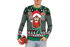 Leversic Maglione Natalizio Uomo Maglioni Natali Ugly Sweater Invernale Pullover in Maglieria Manica Lunga Felpa Natalizia S-XXL