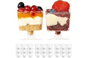 MATANA 100 Vasitos de Postre Individuales de Plástico Reutilizables, 60ml - Cuencos para Aperitivos, Mini Vasos para Postres - Catering, Fiestas, Bodas