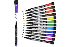 ‎ANYUKE ANYUKE Whiteboard Marker: 12 Farbe Boardmarker mit Schwamm Magnete, Dry Erase Marker für Magnettafel Flipchart, Abwischbare Stifte Lehrer Zubehör Schule Zuhause Büro