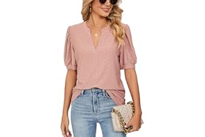 DECORIE T Shirt Donna Estive con Scollo a V e Balze Manica Corta Magliette Donna Elegante Rilassato Bluse e Camicie da Donna
