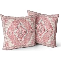2 Housses De Coussin Boho 30x50cm - Imprimé Vintage Rose Et Mandala - Velours Doux Pour Canapé, Lit, Décoration