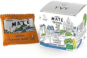 YVY MATÉ Yerba Mate Bio Tropical | Format pratique 15 sachets de thé maté naturels | Non Fumé, Sans Tige, Sans Poussière | Fruits et Maté Vert Bio | Infusion énergisante