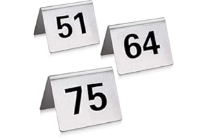 New Star Foodservice 27648 Stainless Steel Tent Style Table Number Card, 51-75, 1.5" x 2" Inch