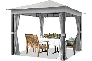 TOOLPORT Gartenpavillon 3x3 m ALU PREMIUM ca. 220g/m² Dachplane wasserdicht Pavillon 4 Seitenteile Gartenzelt hellgrau ca 9x9cm Profil