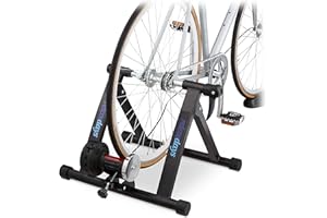 Relaxdays Rodillo Entrenamiento Bicicleta, Soporte Bici Estática, para Ruedas 26-28'', Plegable, Freno Magnético, Negro