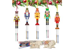 HONMOK 12 Pack Nutcracker Windchimes Craft Kit, Christmas Crafts for Children, DIY Paint Nutcracker Wind Chimes, Wooden Arts and Crafts for Kids Boys Girls Toddlers Xmas Gifts & Presents