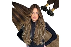 Ugeat Extension Cheratina Balayage 20Pollice U Tip Extension Capelli Veri Keratina #2/6/12 Balayage Marrone Scuro a Medio con Marrone Dorato 1g/Ciocca 50Ciocche