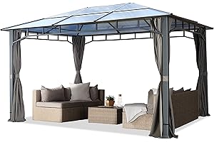 TOOLPORT Gartenpavillon 3x4 m wasserdicht ALU Deluxe Polycarbonat Dach ca. 8mm Pavillon 4 Seitenteile Partyzelt grau 9x9cm Profil